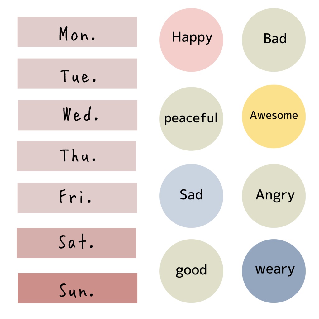 デジタルプランナー刺繍風イラスト素材とくすみカラー素材