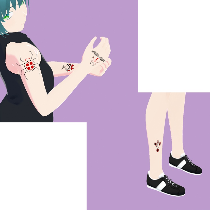 【VRoid】赤黒のタトゥテクスチャ