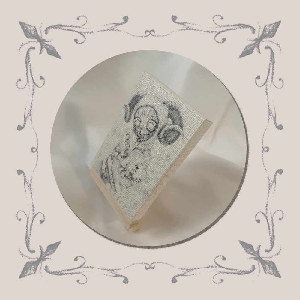 one sheep, two sheep (people?) mini canvas(羊が一匹、羊が二人?ミニキャンバス)