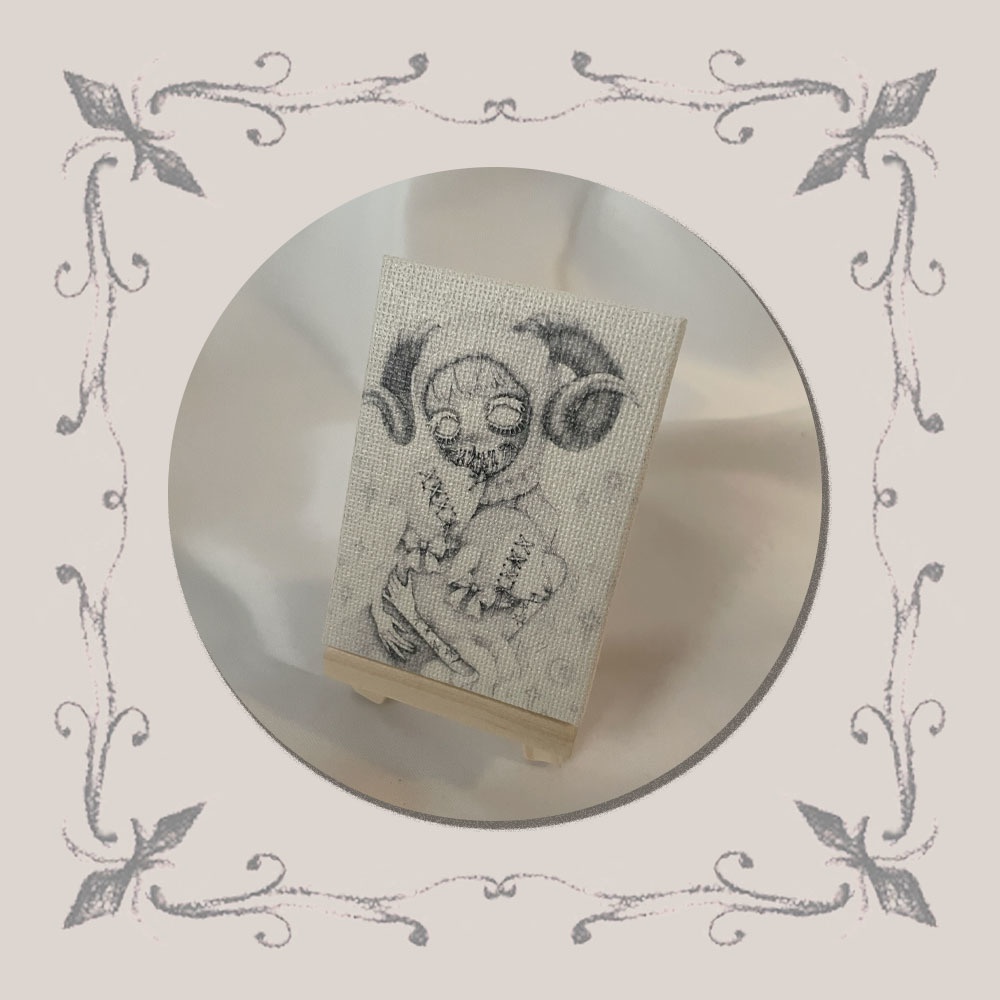 one sheep, two sheep (people?) mini canvas（羊が一匹、羊が二人？ミニキャンバス）