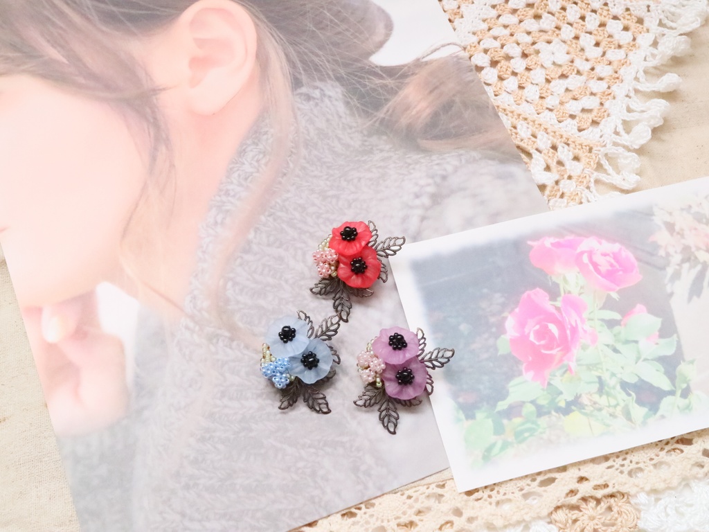 アネモネのブローチ(パープル)