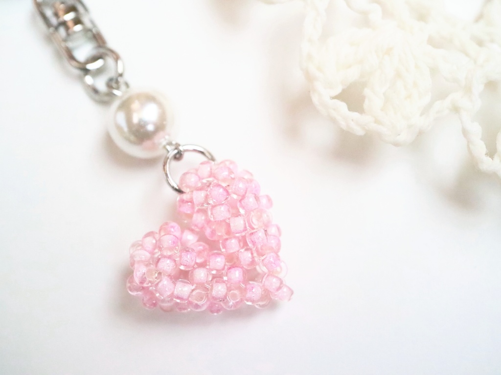 キラキラハートのキーホルダー(パープル)