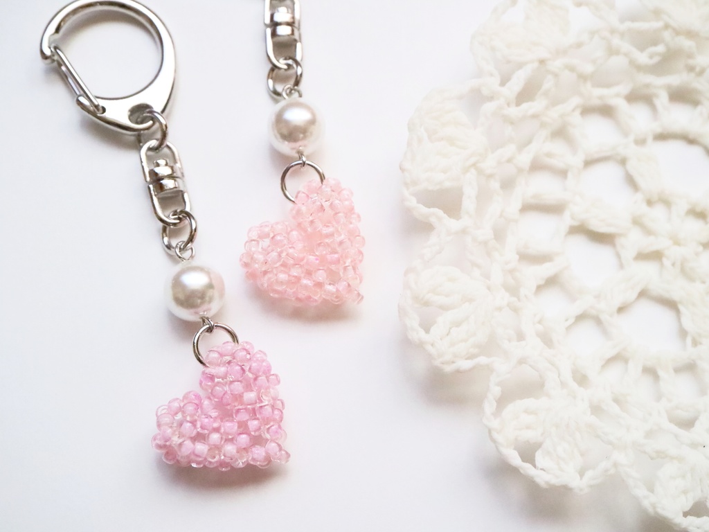 キラキラハートのキーホルダー(パープル)