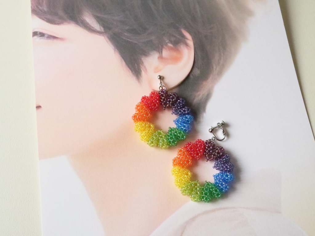 ハートリースのイヤリング(パステルカラー)