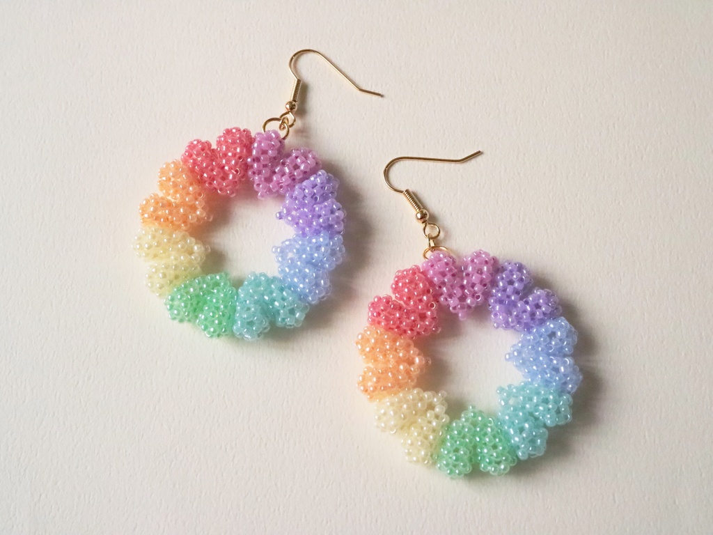 ハートリースのイヤリング(パステルカラー)