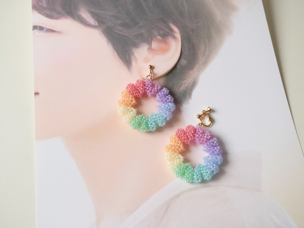 ハートリースのイヤリング(パステルカラー)