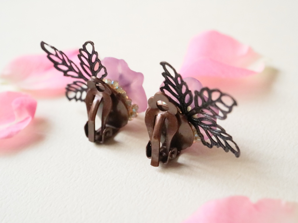 アネモネのイヤリング(パープル)