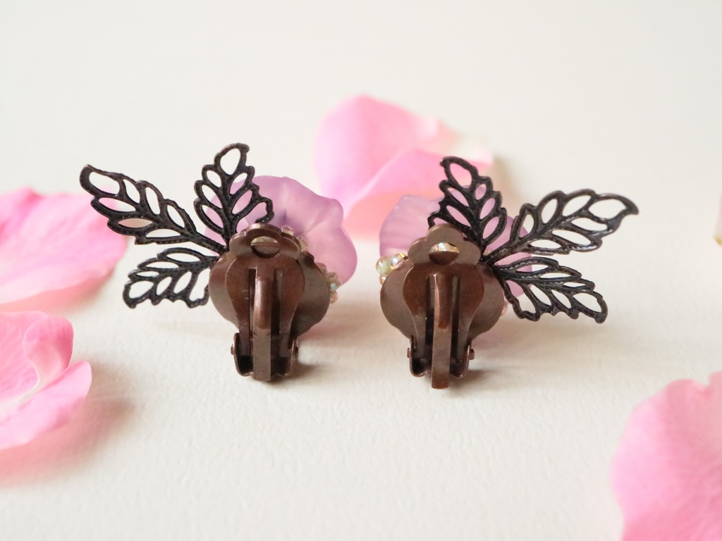 アネモネのイヤリング(パープル)