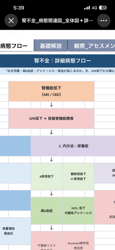腎不全 病態関連図|病態生理・症状・観察・看護がつながる基礎学習シート【Excel】