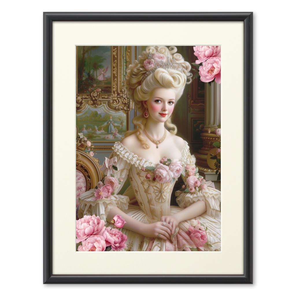 マリーアントワネット★マリーの微笑★額付アートプリント★額絵・ロココ・ヴィクトリアン Marie Antoinette Art Print