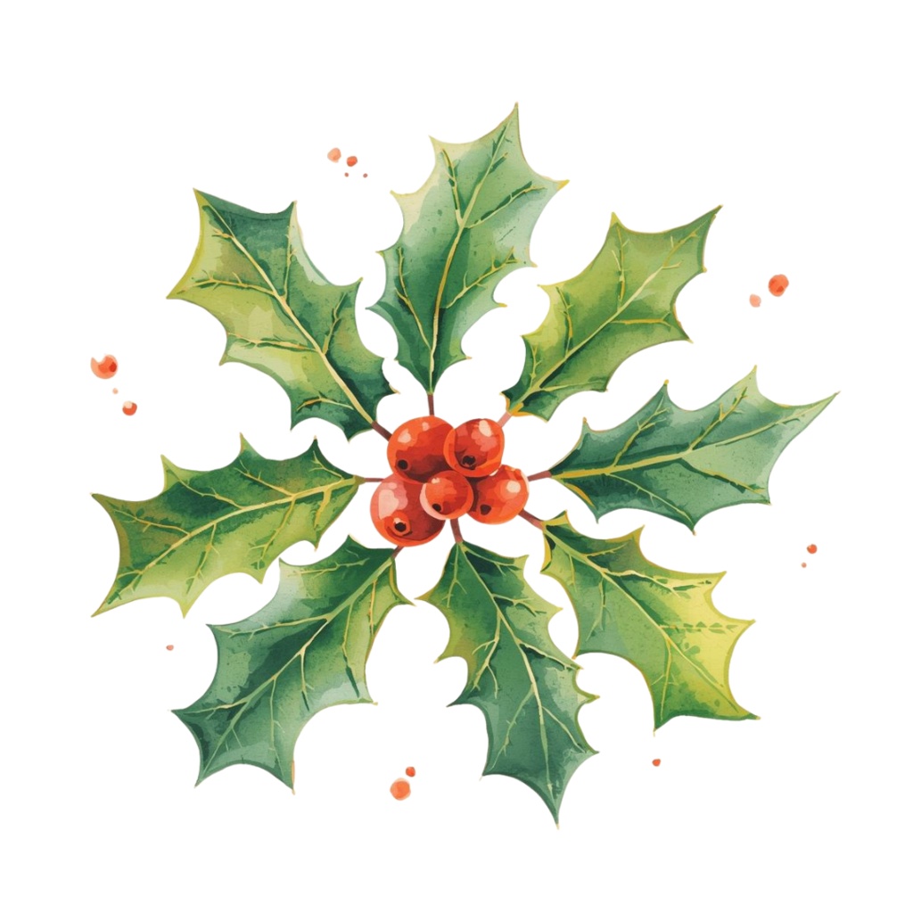 アンティーク水彩クリスマスクリップアートセット|Canva AI制作/くすみカラーの可愛い素材集(PNG透過)