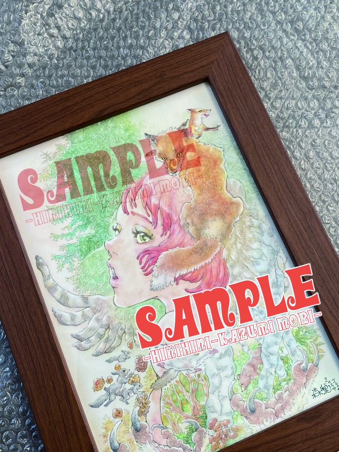 A4イラスト原画『あきにうたう』