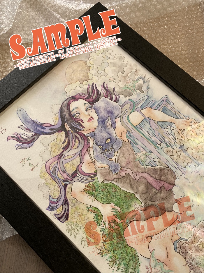 B4イラスト原画『深更に聴く月の謡(しんこうにきくつきのうた)』