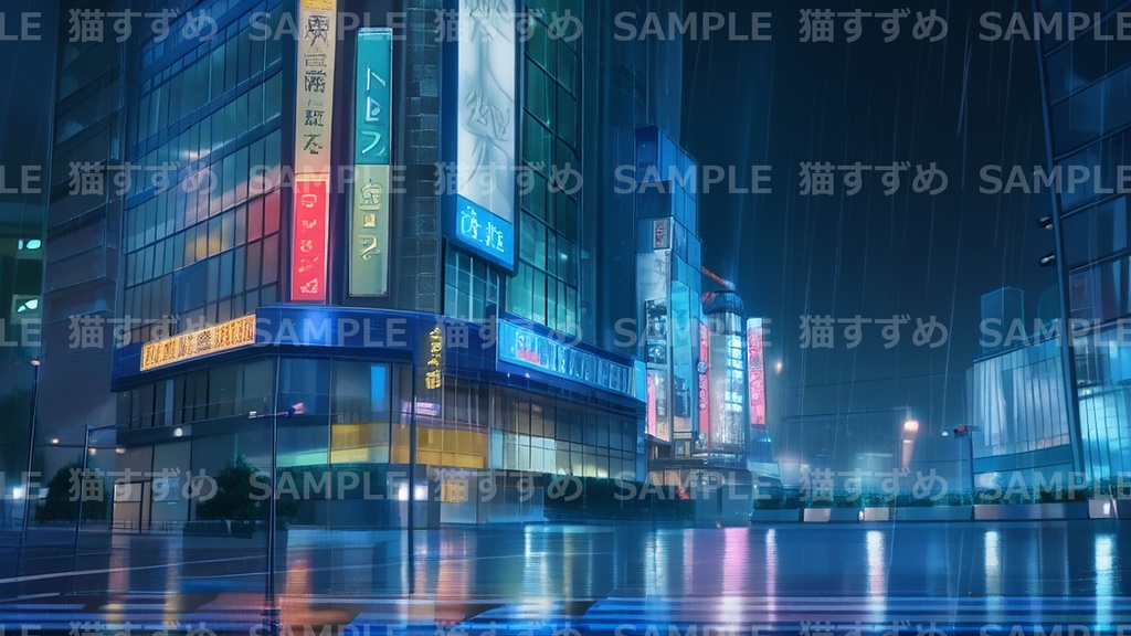 【背景100枚】夜の街|商店街/繁華街/住宅街/コンビニ|1920×1080|著作権フリー|ゲーム/ADV/ノベル/TRPG背景素材