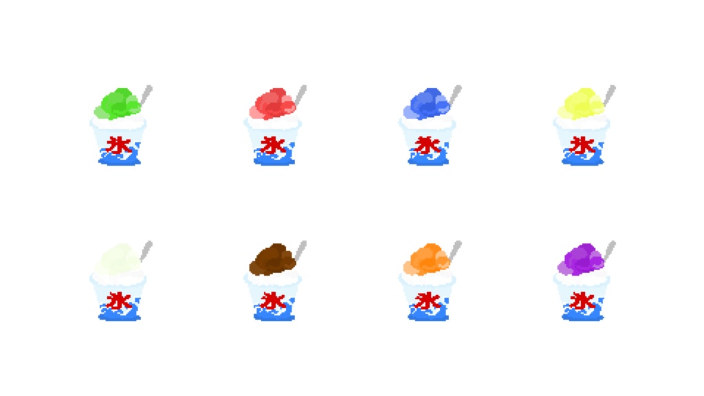 8bit風 かき氷セット（背景透過・5秒ループ）