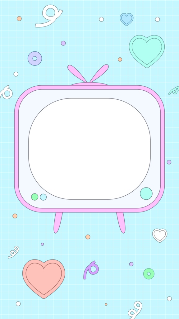 【フレーム素材】レトロkawaii❤️テレビ型フレーム透過PNG画像素材📺