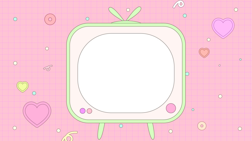 【フレーム素材】レトロkawaii❤️テレビ型フレーム透過PNG画像素材📺