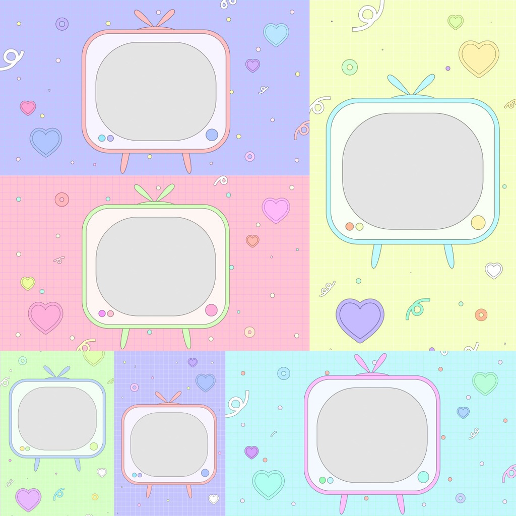 【フレーム素材】レトロkawaii❤️テレビ型フレーム透過PNG画像素材📺