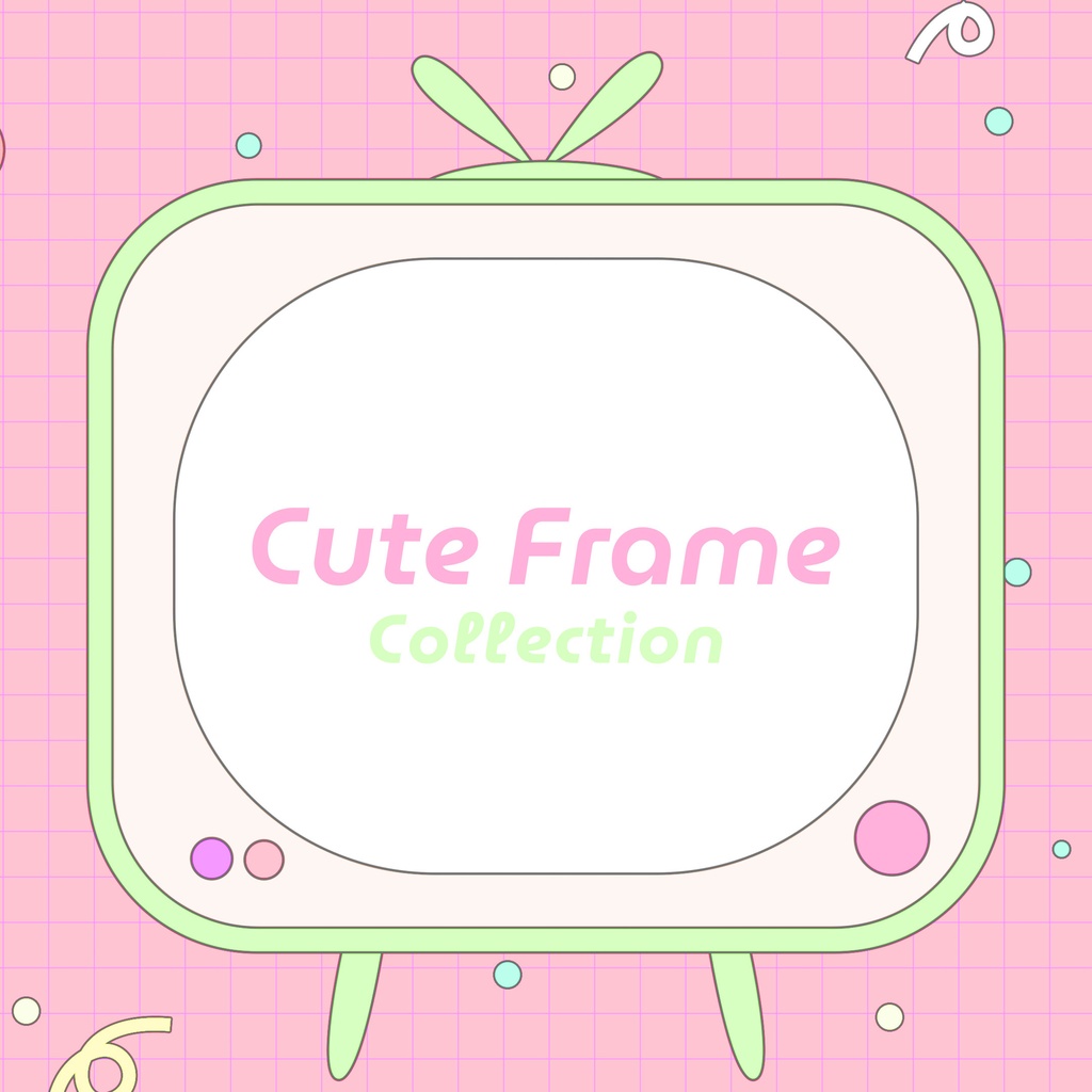 【フレーム素材】レトロkawaii❤️テレビ型フレーム透過PNG画像素材📺