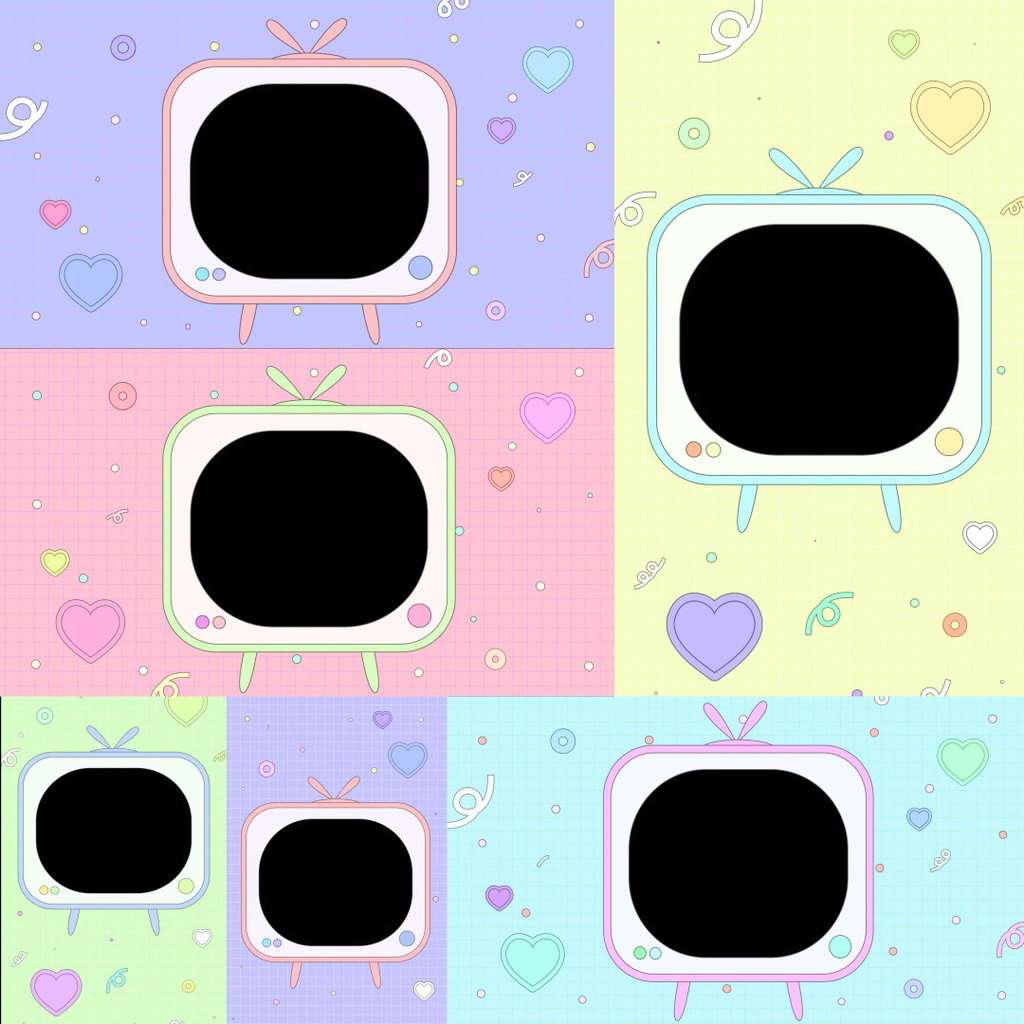 【フレーム素材】レトロkawaii❤️テレビ型フレーム透過PNG画像素材📺