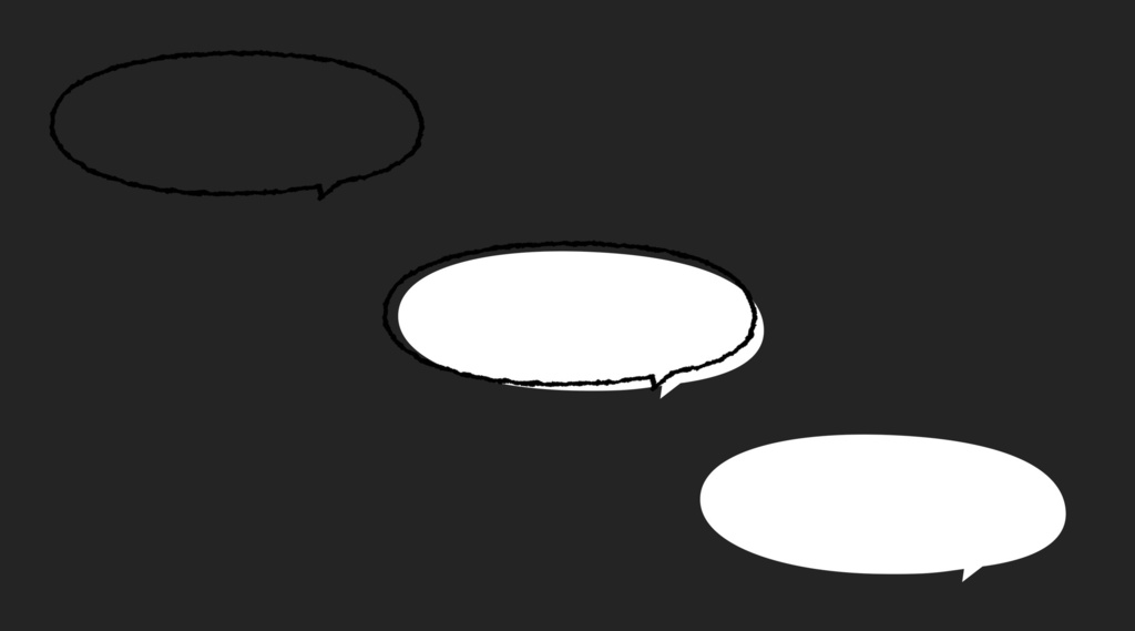 【吹き出し素材】可愛い手書き風吹き出しセット背景透過PNG