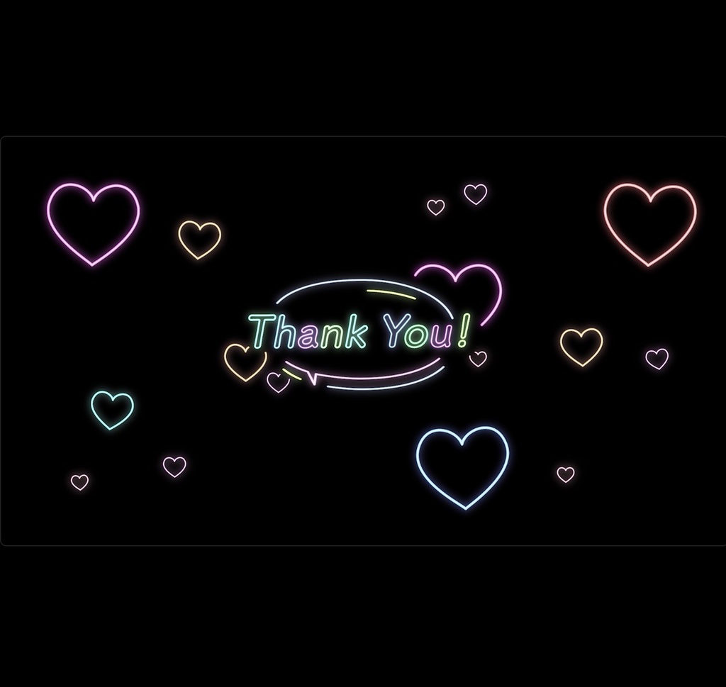 【配信素材4種】動画のエンドカードにピッタリ✨ネオン背景アニメーション(Subsvribe!、Thank you ! )