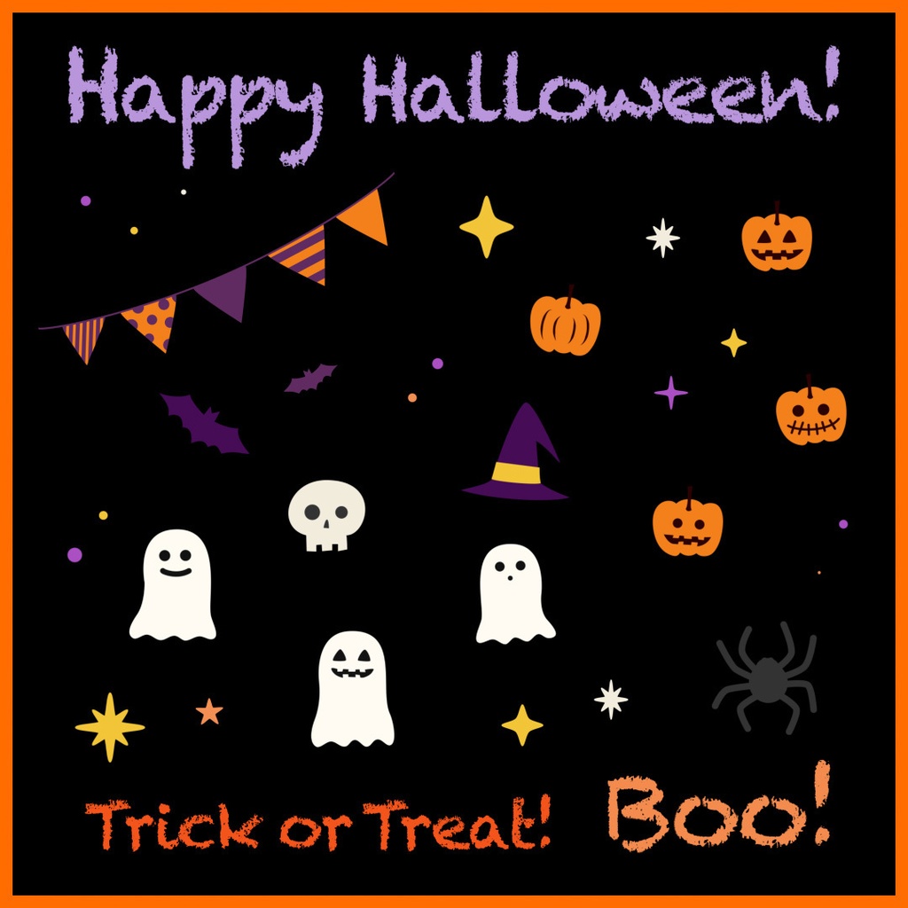 【透過イラスト素材】ハロウィンで便利な可愛いアイコン＆テキストセット　背景透過PNG画像で使いやすい！