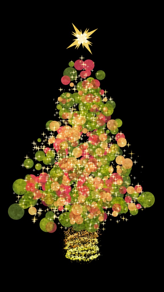 縦横4カラー&透過【ループ動画素材】幻想的な光でできたクリスマスツリーのループ背景アニメーション