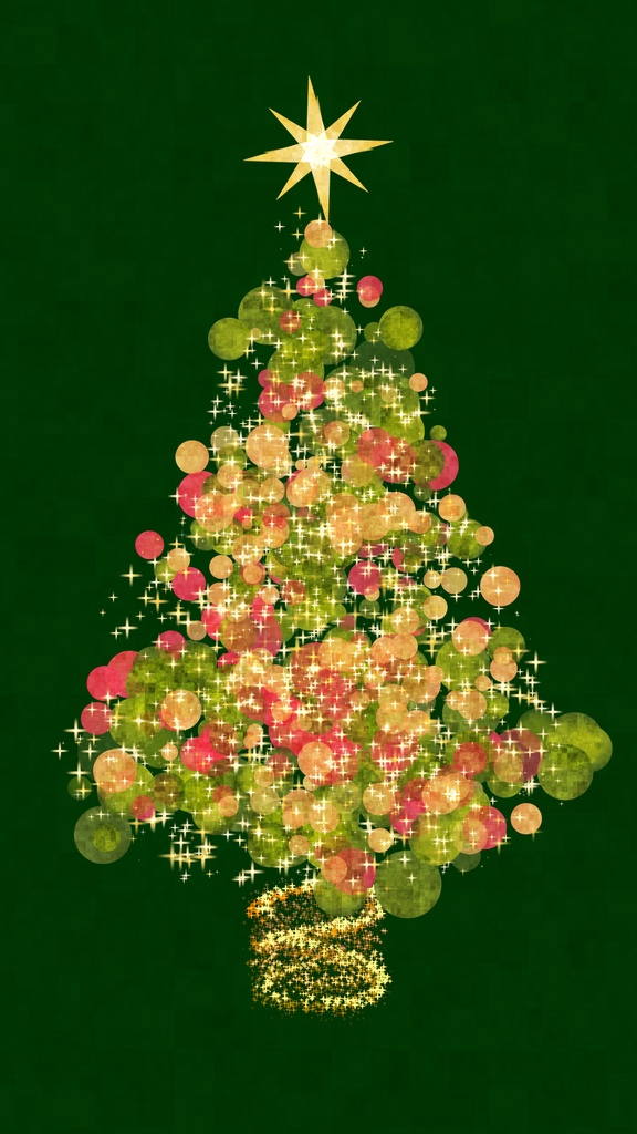縦横4カラー&透過【ループ動画素材】幻想的な光でできたクリスマスツリーのループ背景アニメーション
