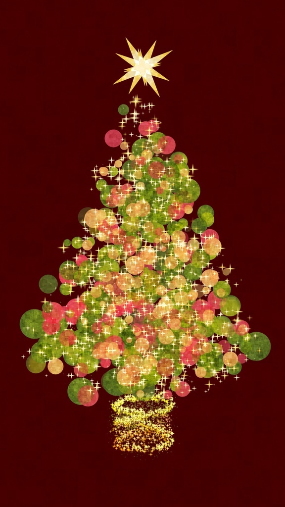 縦横4カラー&透過【ループ動画素材】幻想的な光でできたクリスマスツリーのループ背景アニメーション