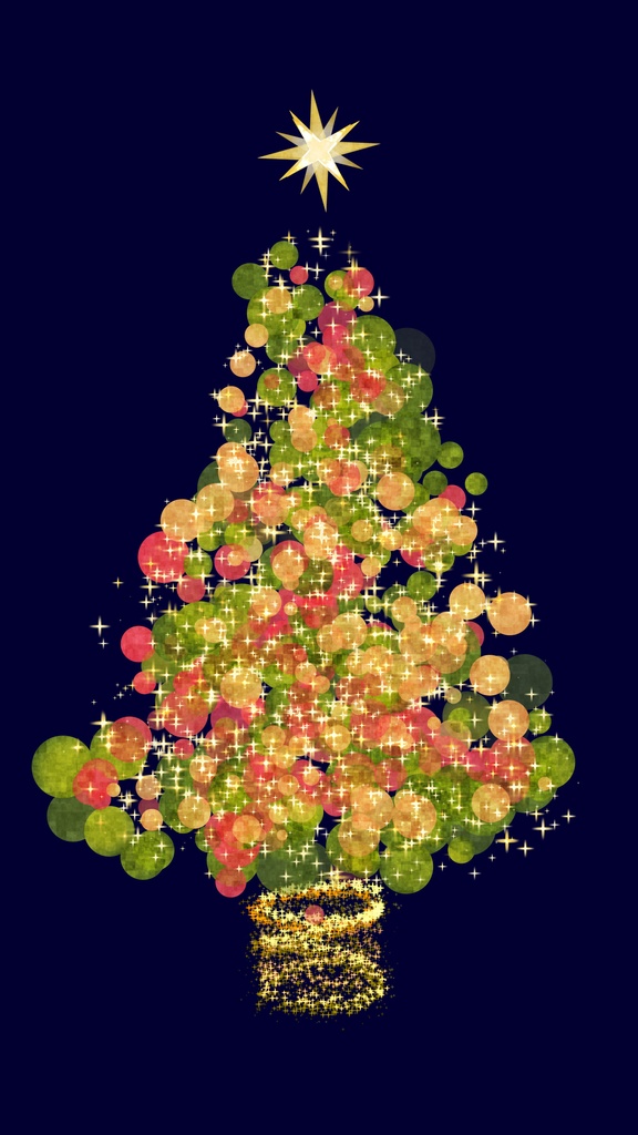 縦横4カラー&透過【ループ動画素材】幻想的な光でできたクリスマスツリーのループ背景アニメーション