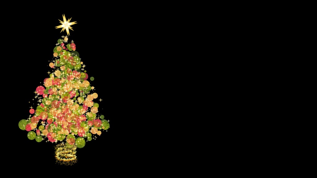 縦横4カラー&透過【ループ動画素材】幻想的な光でできたクリスマスツリーのループ背景アニメーション