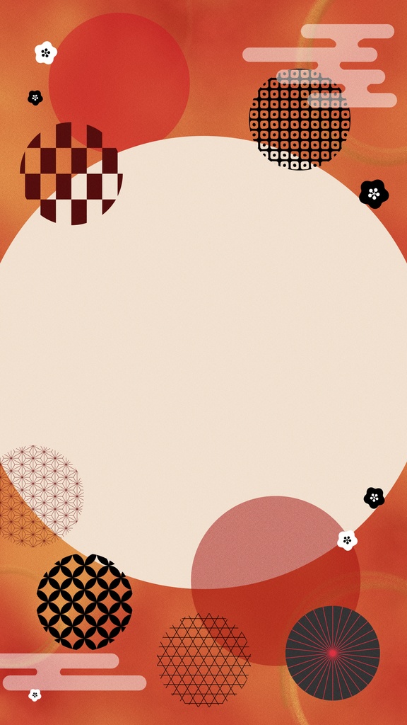 【和風背景ループ6種】10秒ループ・mp4・和柄と円形がふわふわ動くアニメーション壁紙