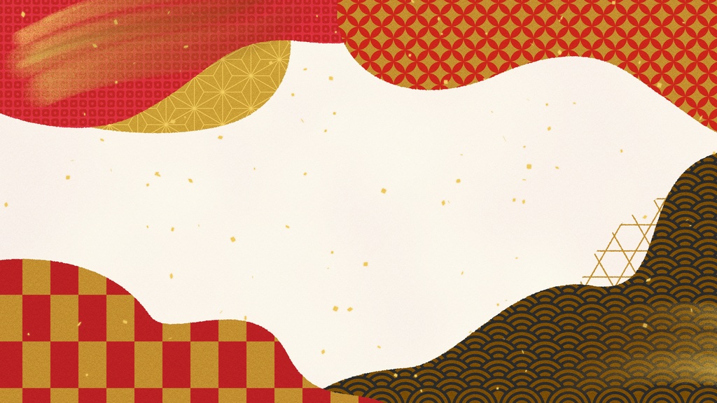 【和風ループ動画素材10種】ふにゃふにゃした形の和柄デザイン背景アニメーション・mp4・10秒ループ