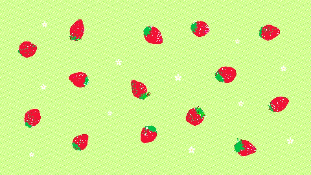 8bitレトロゲーム風🍓ドット絵いちごの背景アニメーション✨縦横サイズ・2カラー✖️3種