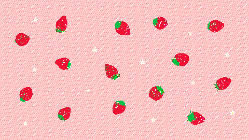 8bitレトロゲーム風🍓ドット絵いちごの背景アニメーション✨縦横サイズ・2カラー✖️3種