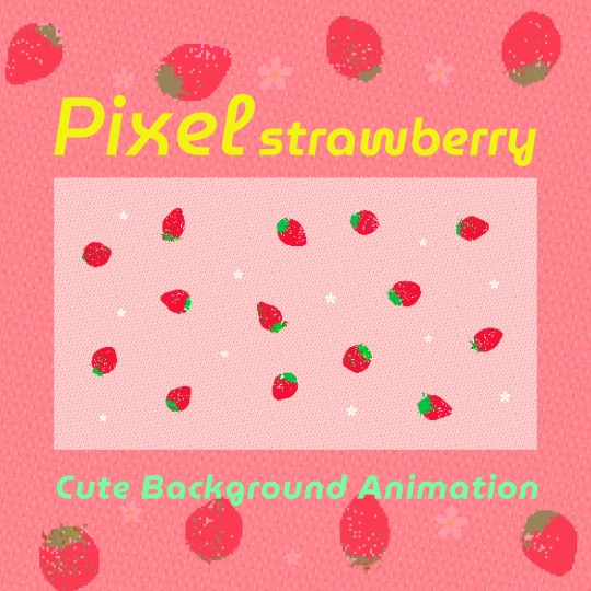 8bitレトロゲーム風🍓ドット絵いちごの背景アニメーション✨縦横サイズ・2カラー✖️3種