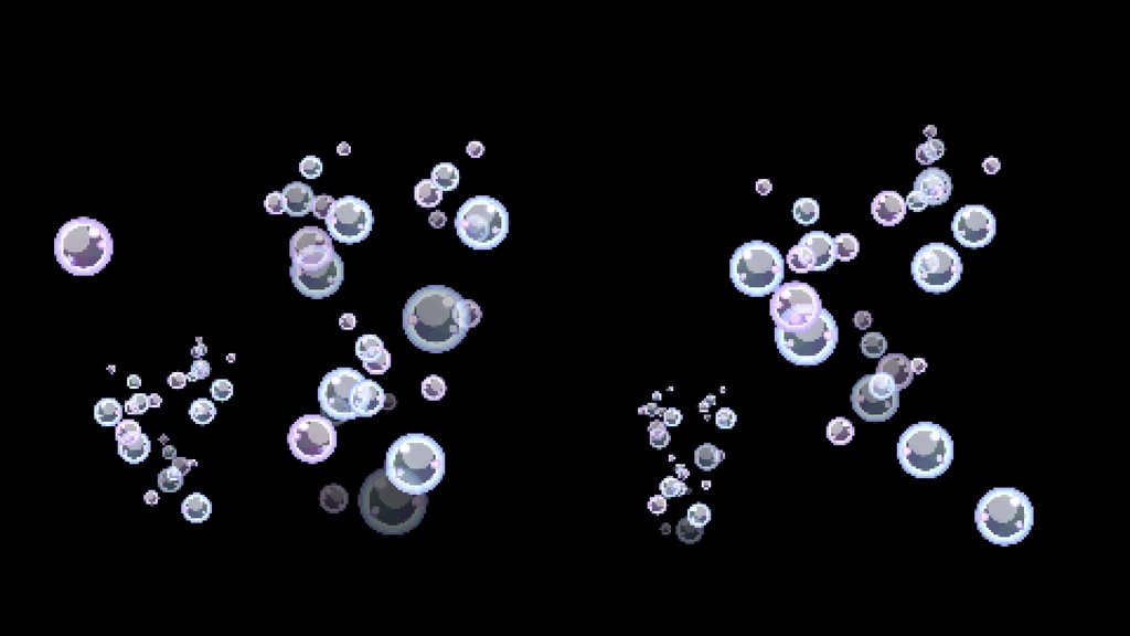 【透過素材|ループ】8bitレトロゲーム風!かわいい泡のアニメーション全12種セット(縦横各6種)