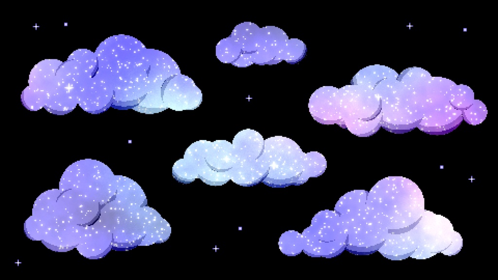 【透過素材|ループ】8bitレトロゲーム風!かわいい雲の透過アニメーション素材・全8種・mov
