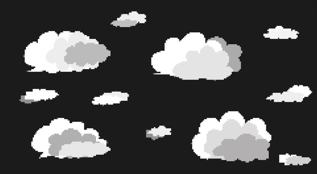 【透過素材|ループ】8bitレトロゲーム風!かわいい雲の透過アニメーション素材・全8種・mov