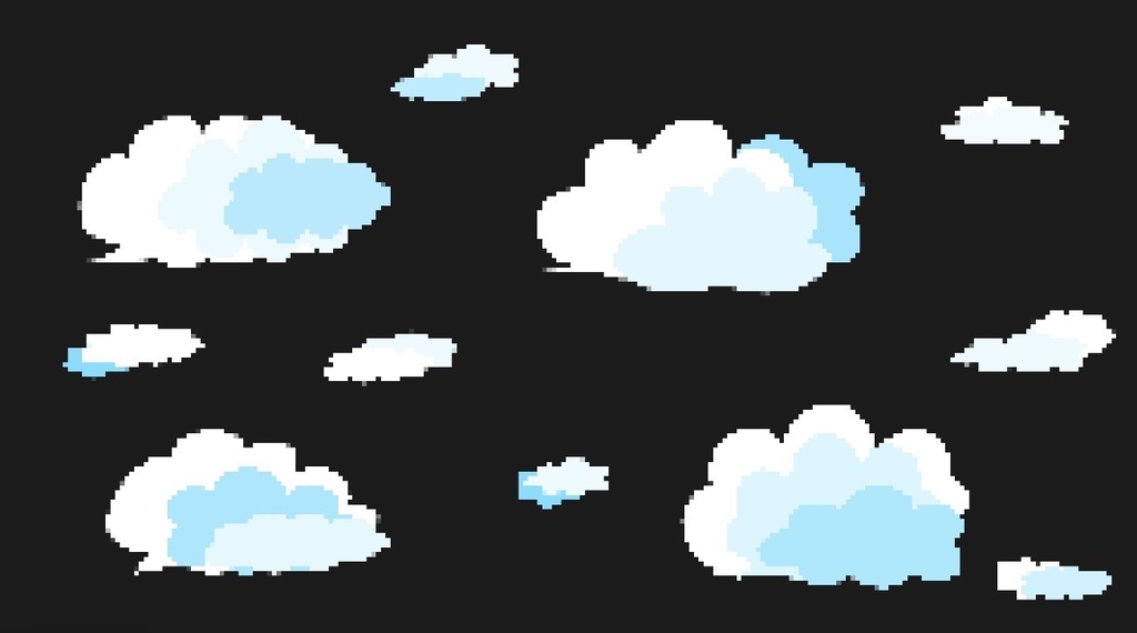 【透過素材|ループ】8bitレトロゲーム風!かわいい雲の透過アニメーション素材・全8種・mov