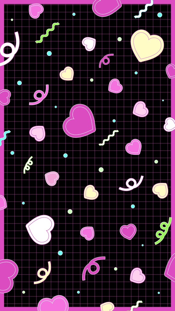 【ループ背景|配信・動画】レトロポップで可愛い!ハートや図形の背景ループアニメーション・縦横4カラー・mp4