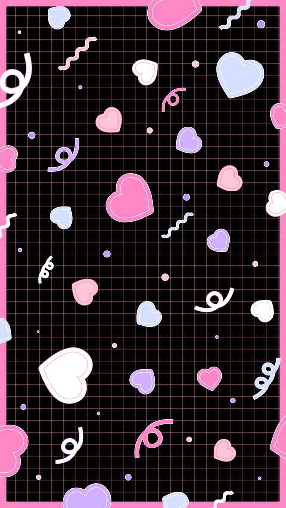 【ループ背景|配信・動画】レトロポップで可愛い!ハートや図形の背景ループアニメーション・縦横4カラー・mp4