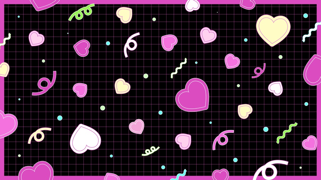 【ループ背景|配信・動画】レトロポップで可愛い!ハートや図形の背景ループアニメーション・縦横4カラー・mp4