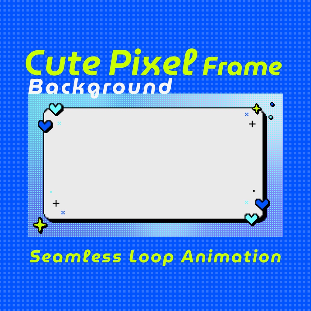 【ループ背景|配信・動画】8bitレトロゲーム風ハートとキラキラのフレーム背景・全6種・10秒ループ・mp4