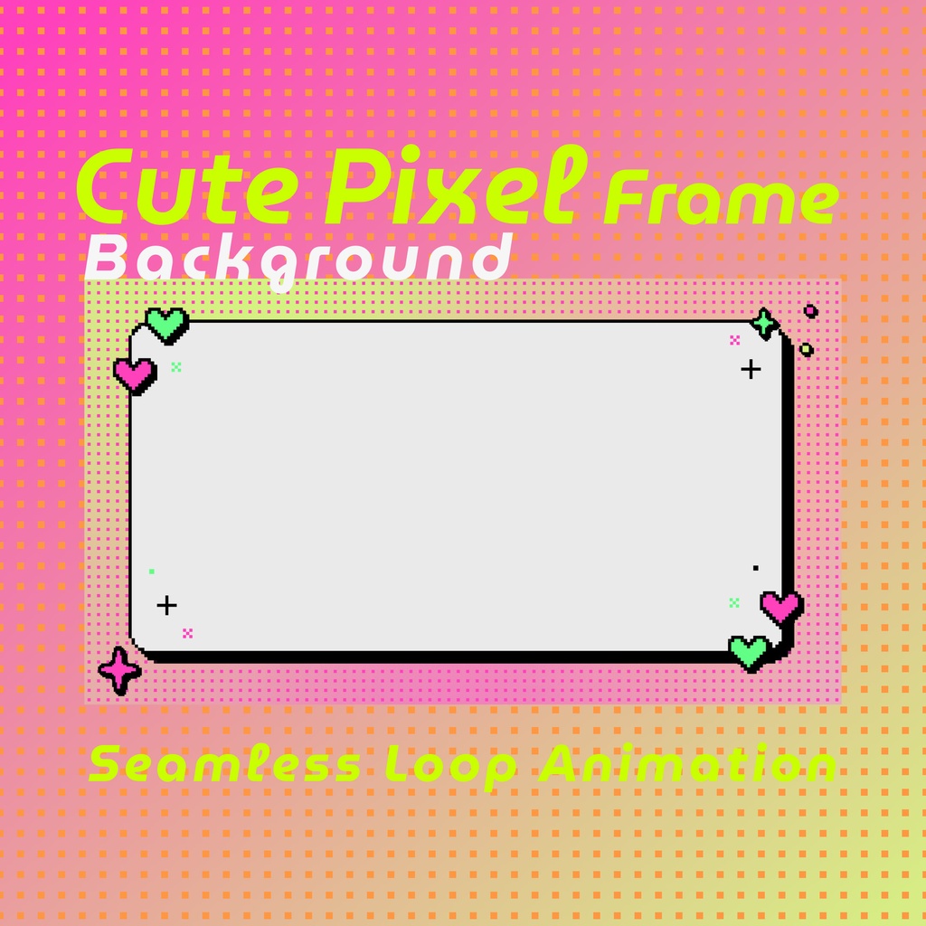 【ループ背景|配信・動画】8bitレトロゲーム風ハートとキラキラのフレーム背景・全6種・10秒ループ・mp4