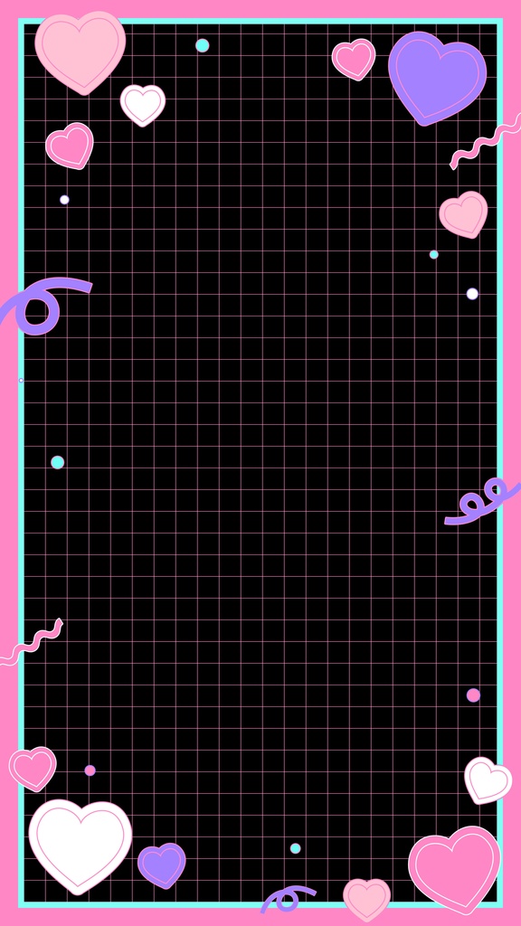 【ループ背景|配信・動画】レトロポップなフレーム背景!ハートや図形が可愛く動くループアニメーション全8種・黒背景・mp4