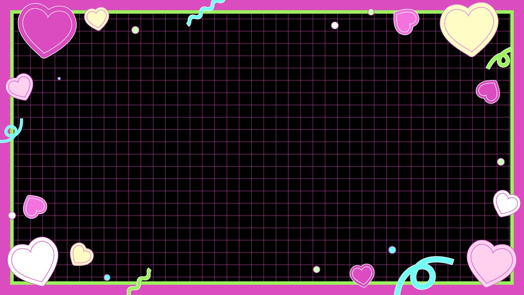 【ループ背景|配信・動画】レトロポップなフレーム背景!ハートや図形が可愛く動くループアニメーション全8種・黒背景・mp4