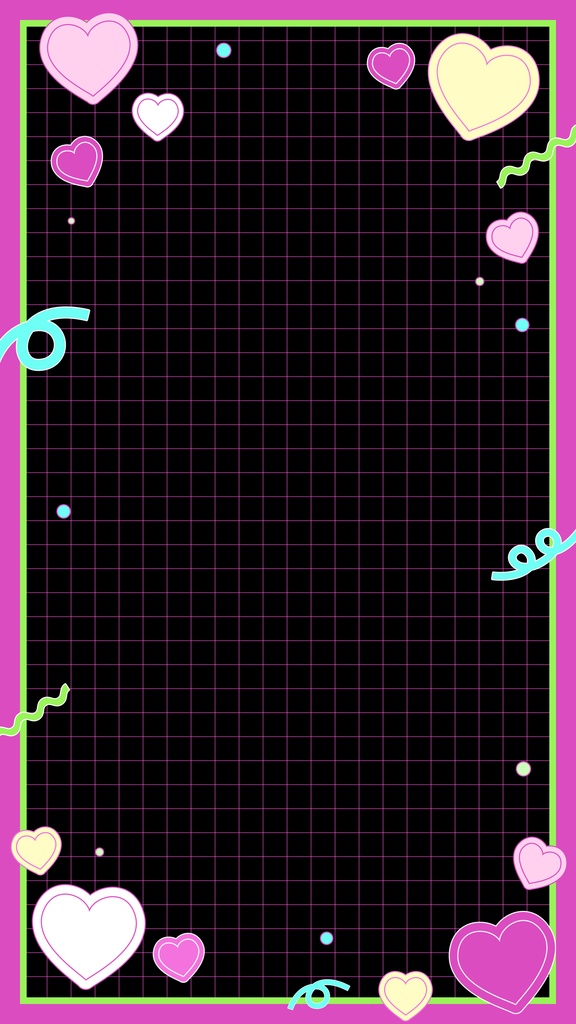 【ループ背景|配信・動画】レトロポップなフレーム背景!ハートや図形が可愛く動くループアニメーション全8種・黒背景・mp4