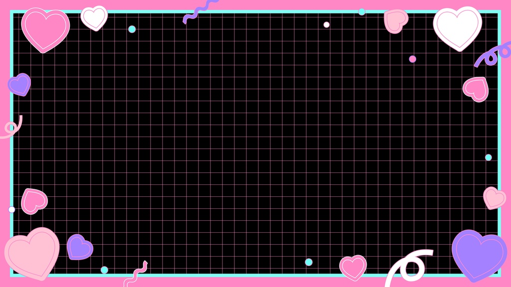 【ループ背景|配信・動画】レトロポップなフレーム背景!ハートや図形が可愛く動くループアニメーション全8種・黒背景・mp4